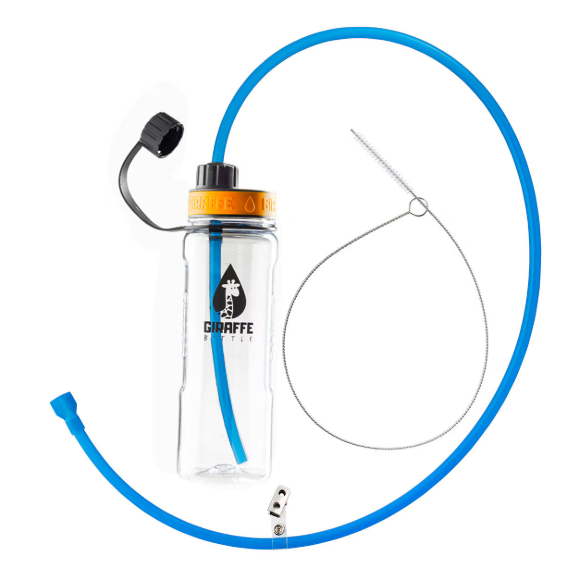 Trinkflasche + flexibler Trinkhalm(Giraffe Bottle) Flasche Plastik 750ml, Trinkhalm 91 cm