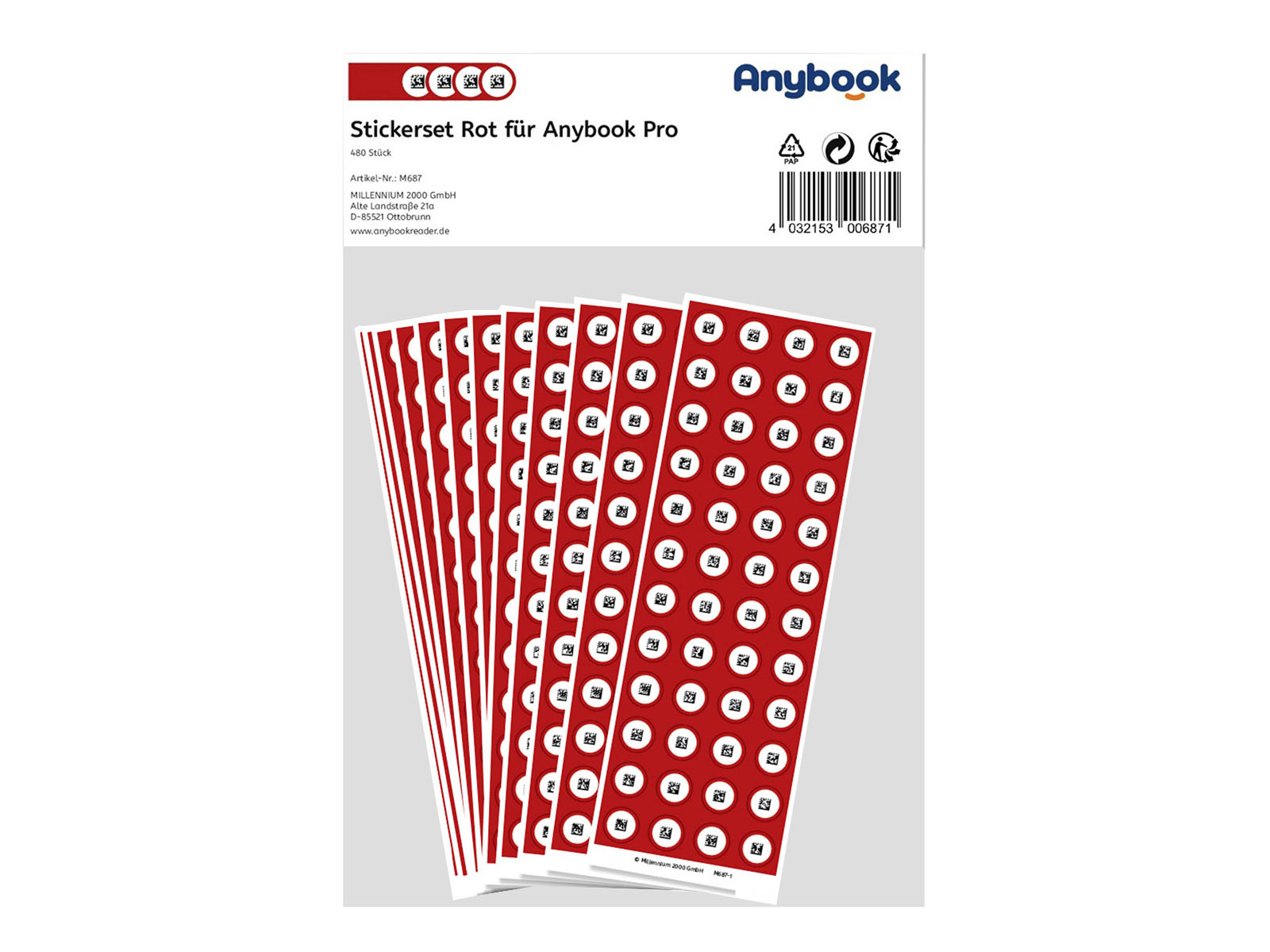 Anybook Pro Sticker Rot (480 Stück)