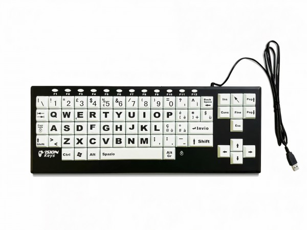 Visionkeys - Schwarz-Weiss-Kontrast Tastatur (IT)